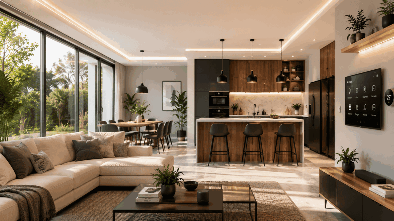 Interior moderno de casa elegante con decoración minimalista