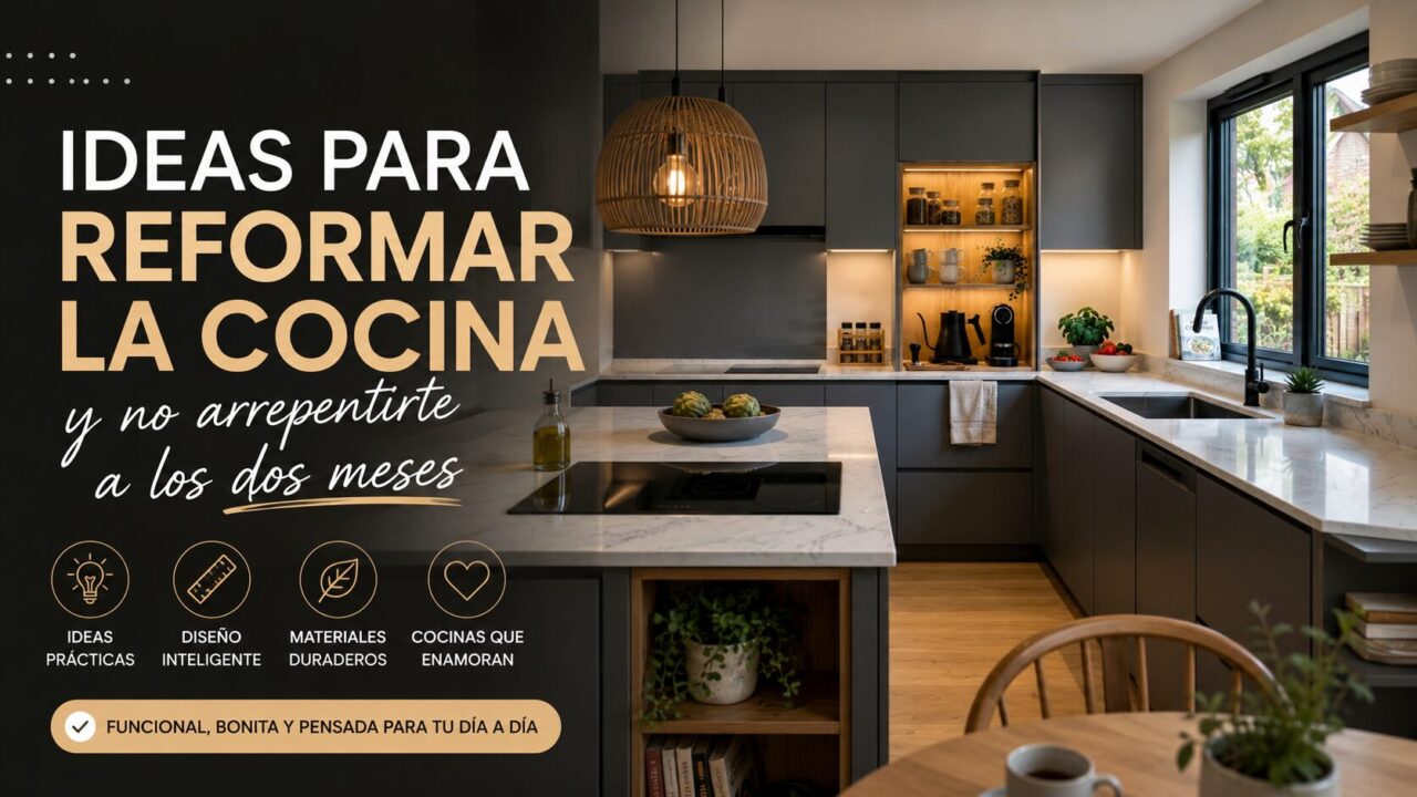 Cocina minimalista con armarios gris oscuro y encimera de aspecto mármol blanco